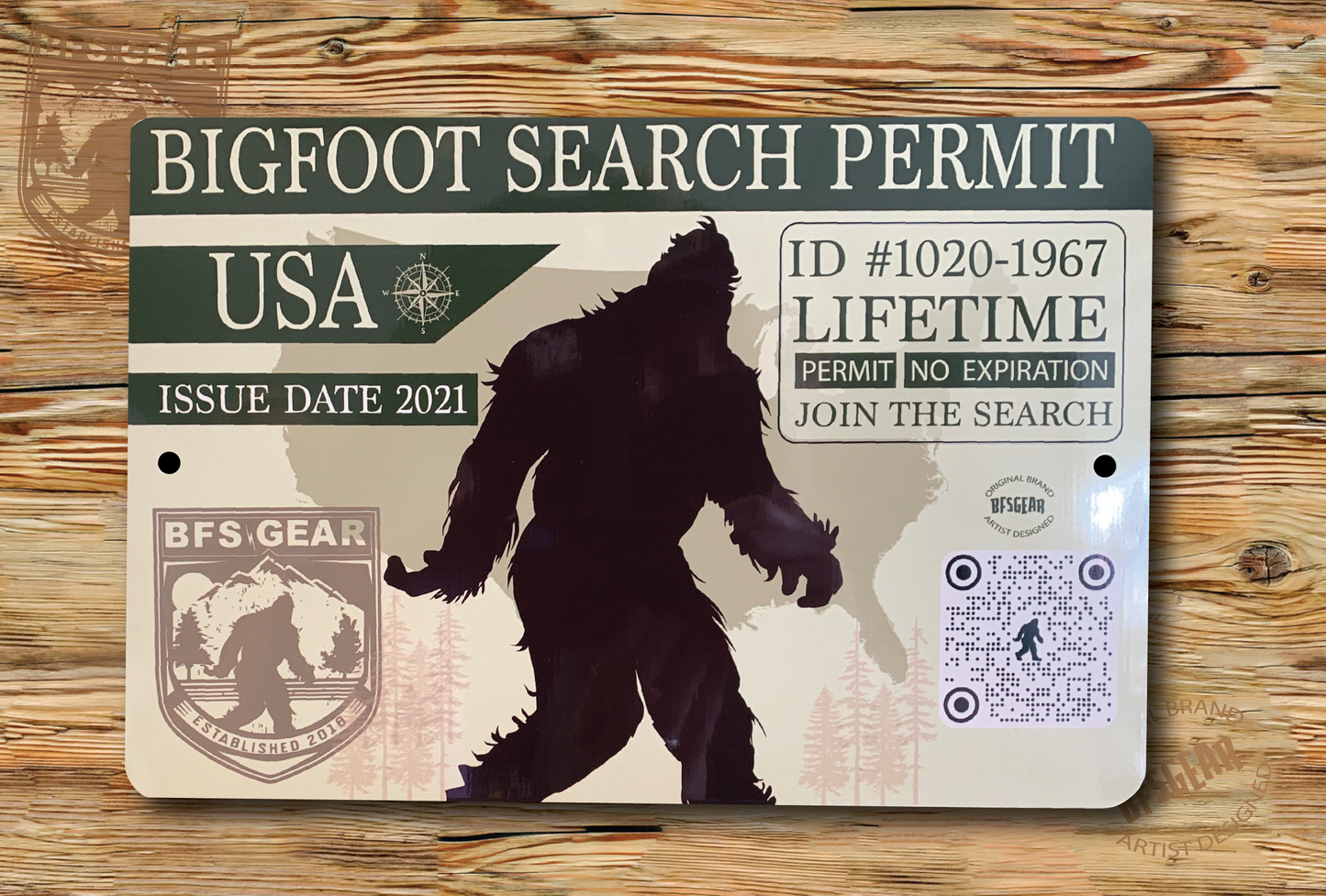 Bigfoot Search Permit Metal Sign