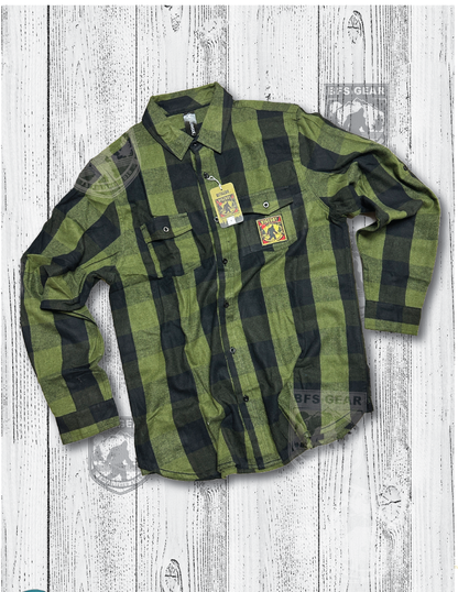 Bigfoot Search Gear Yarn-Dyed Long Sleeve Flannel Shirt - Green