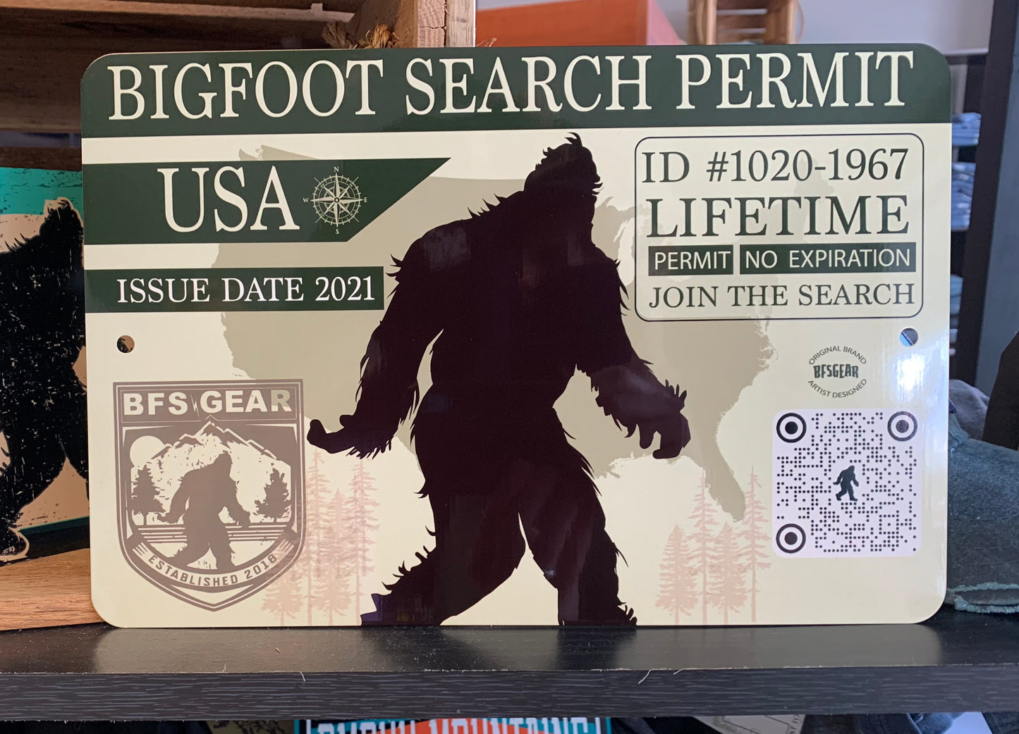 Bigfoot Search Permit Metal Sign