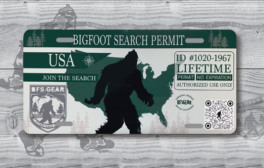 Bigfoot Search Permit License Plate